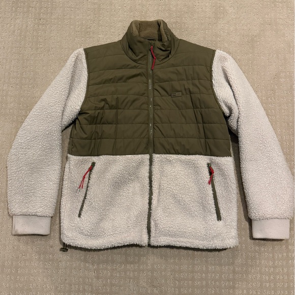 Billabong Adventure fleece tan and green fleece coat- women’s medium - Picture 3 of 7